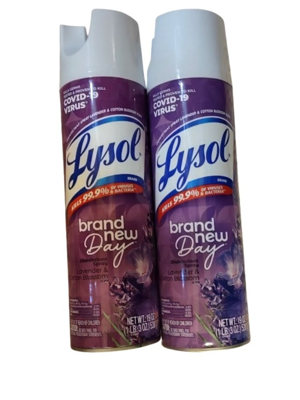 NEW Lysol Disinfectant Spray 19 Oz  2 Pack  Lavender & Cotton Blossom  Calm